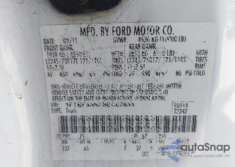 2011 Ford F-350 Xl from USA, damaged, VIN 1FTBF3A6XBEC07853